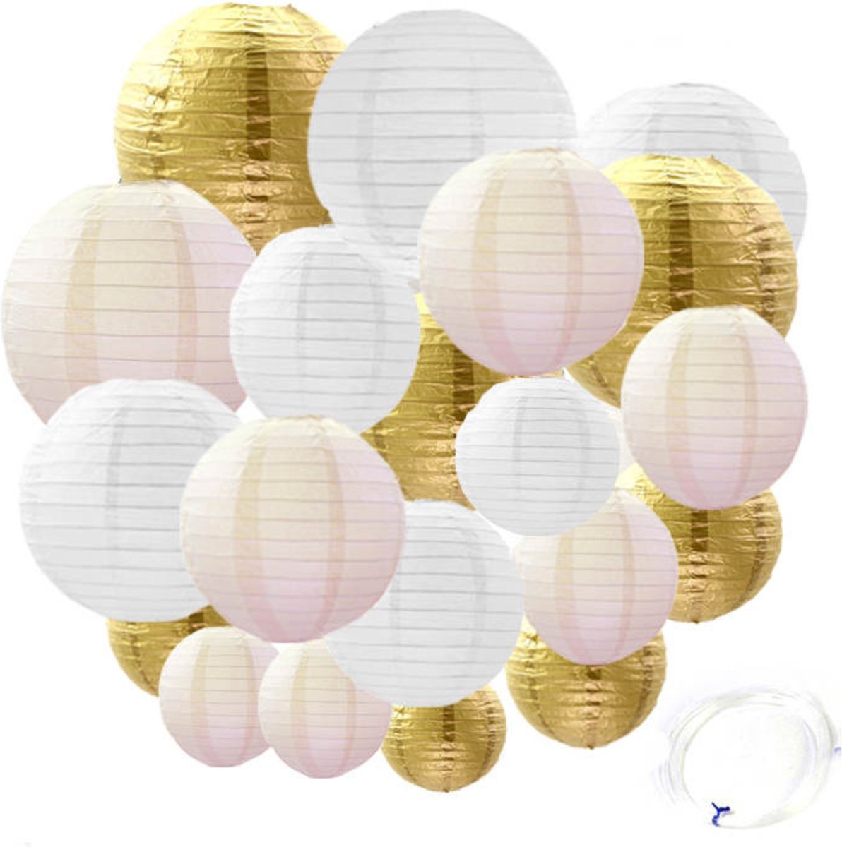 Joya Party® 20 Stuks Lampionnen Feest Versiering set Goud | Decoratie | Verjaardag, Jubileum & Bruiloft